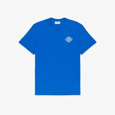 Imagem de Lacoste, Camiseta Masculina Lacoste com estampa de planeta no peito Cor:Science Blue;Tamanho:8 • G2