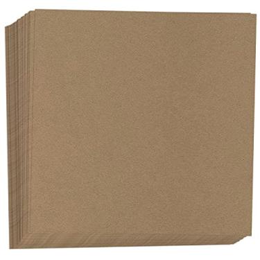 Imagem de Hamilco Papel de scrapbook Kraft colorido marrom 8 x 8 peso pesado 36 kg capa - pacote com 100