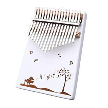 Imagem de Piano de polegar de 17 teclas portátil Mbira Sanza Piano de dedo, com instruções de estudo e martelo de afinação, para crianças adultos iniciantes Marimbas presente musical (estilo branco) vida