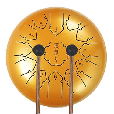 Imagem de Tambor de língua de aço para educação musical, 30,5 cm, 13 notas, instrumento de percussão C-Key Handpan, tambor etéreo, cura mental, meditação, yoga, meditação, com baquetas Fo Guang Jin