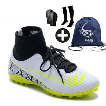 Imagem de Chuteira Society Kit Jogador Blank Star BCAM Reforçada 34 ao 44 (Branco Amarelo, BR, Adulto, Numérico, 39)