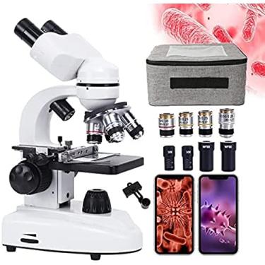 Imagem de Microscópio biológico 30000X/50000X/70000X HD com maleta de transporte, conjunto de microscópio binocular profissional para estudantes adultos ensinando aquicultura em laboratório, iluminaçã