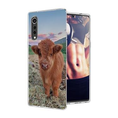 Imagem de PINPNPZ Capa compatível com LG Velvet 5G - linda vaca highland vaca fazenda animal design à prova de choque capa de TPU macio para mulheres meninas meninos homens