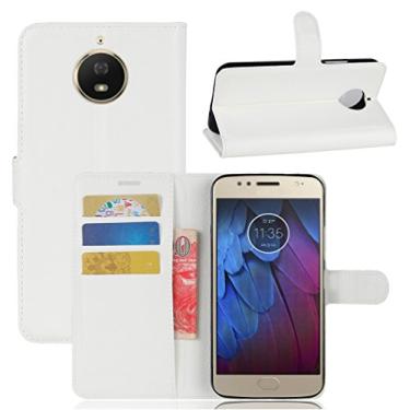 Imagem de Capa para Moto G5S, capa carteira flip de couro PU premium com compartimento para cartão, suporte e fecho magnético [capa interna de TPU à prova de choque] Compatível com Moto G5S