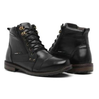 Imagem de Bota Coturno Masculino Em Couro Legítimo Zíper Lateral Casual Reforçada Resistente Para Trabalho-Masculino