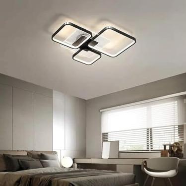 Imagem de Luminária de Teto Plafon Moderno 3 Círculos ou Quadrados 40W Led Morno 3000K Bivolt (Quadrados Pretos)