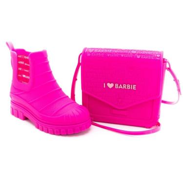 Imagem de Bota Galocha Grendene Barbie Love Bag Infantil Rosa Escuro