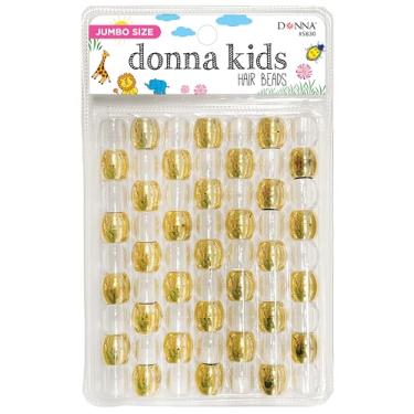 Imagem de Donna Miçangas de pônei jumbo de 15 mm douradas, transparentes – Contas de cabelo grandes para tranças, rabos de cavalo e estilo, sensação de borracha macia durável para acessórios de cabelo DIY