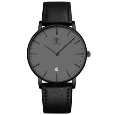 Imagem de BEN NEVIS Relógio masculino, relógio de pulso minimalista, moderno, simples, analógico, data, com pulseira de couro, 30-X8BBlackGrey-P, relógio masculino