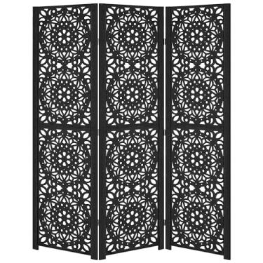 Imagem de Biombo Pintado Divisoria Separador de Ambiente MDF Preto ou Branco (Preto, 3 Mandala)