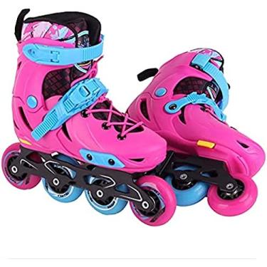 Imagem de Patins em linha Patins em linha Tamanho ajustável, Lâminas infantis Patins divertidos Patins em linha seguros e duráveis ​​para crianças Mulheres Homens Adultos Meninos Meninas - Rolo em lin