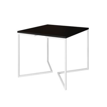 Imagem de Mesa Jantar Industrial Quadrada Preta 90cm Base V Ferro Branco