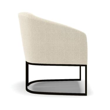 Imagem de Kit 2 Poltronas Stella Bouclê Bege Base Metálica Industrial Preto - D`rossi