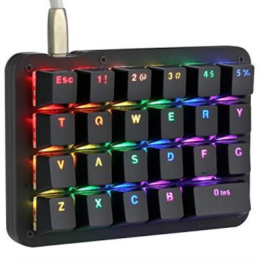 Imagem de Koolertron Teclado mecânico macro com uma mão, retroiluminado por LED RGB, portátil, com uma mão, teclado mecânico para jogos, 23 teclas totalmente programáveis, interruptores vermelhos (interruptores