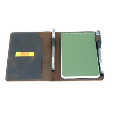 Imagem de YIYUS Capa de couro compatível com mini cadernos Rite in the Rain & Rocketbook, capa de caderno espiral encadernada superior, suporte de blocos de notas capa de couro para bloco de notas de bolso de