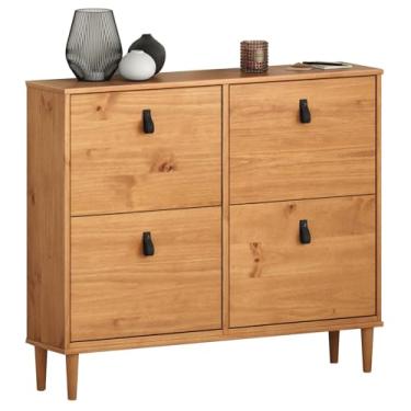 Imagem de IDIMEX Sapateira Horizontal Madeira Multiuso 4 Portas Mikka Madeirado