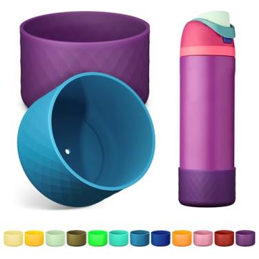 Imagem de 2 peças de capa de silicone Alwenid para garrafa de água Owala 680 ml, capa protetora antiderrapante para garrafas de água de aço inoxidável FreeSip, Twist e Flip (roxo escuro + azul escuro)