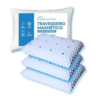 Imagem de Kit 3 Travesseiros Ortopedico Magnetico com Infra Vermelho Longo Anti Ronco Alivia Dor, Suppremo Sono (3)