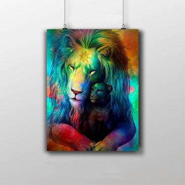 Imagem de Placa Decorativa Leão E Leoa Artwork Wallpaper 20X30CM
