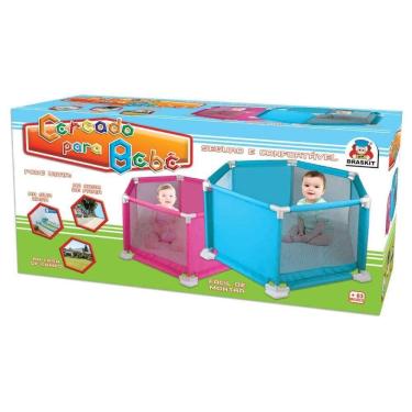 Imagem de Cercado Para Bebê Cercadinho Rosa Com Tapete De Eva Braskit