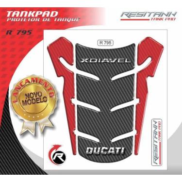 Imagem de Protetor De Tanque Moto Xdiavel Ducati Corse Vermelho Fibra - Resitank