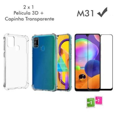 Imagem de Kit Capa Transparente + Película 3D de Vidro para Samsung Galaxy M31 -