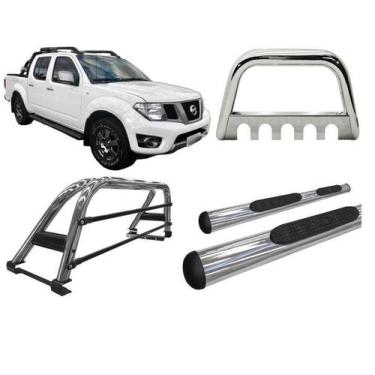 Imagem de Kit Quebra Mato Santo Antônio Estribo Frontier 08/2016 Cromado - HOZZ