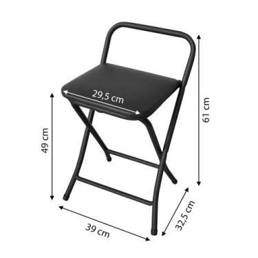 Imagem de Banco Banqueta Baixo Dobrável em Aço para Bar Área Gourmet - Wrm Metal