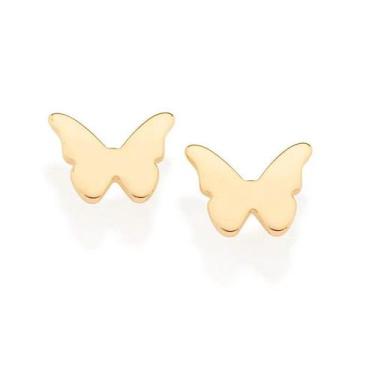 Imagem de Brincos banhado ouro 3x 24k 18k e 22k femininos pequenos borboleta rom