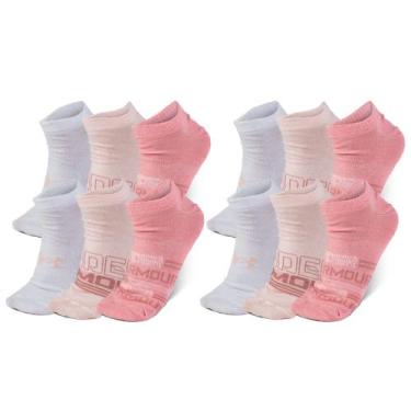Imagem de Kit 12 Pares de meias Under Armour Essentials Invisível, Rosa, G