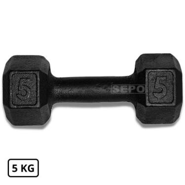 Imagem de Halter Sextavado de Ferro Fundido Pintado 5 Kg Preto - SEPO