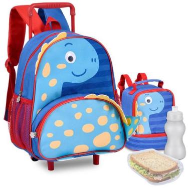 Imagem de Kit Mochila Estojo Pets Infantil Feminina Carrinho Animais Rodinha - C