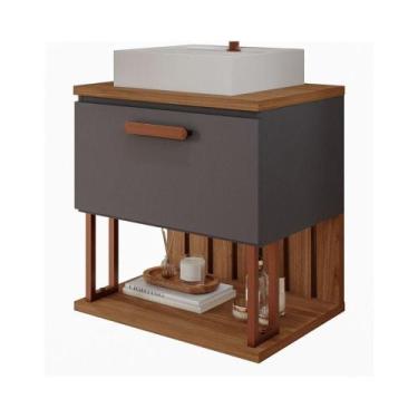 Imagem de Gabinete Para Banheiro 60 Cm 100% Mdf Nicho 1 Porta Basculante Duna Mg