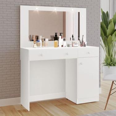 Imagem de Penteadeira Diva 100% MDF Tuboarte 1 Porta 2 Gavetas 3 Luminárias, Bra