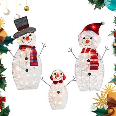 Imagem de Decorações neve Natal,Conjunto rena e neve iluminado decoração natal - neve dobrável branco iluminado e renas para decoração jardim Littryee