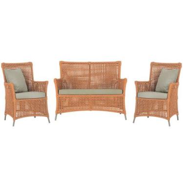 Imagem de Jogo Sofá e 2 Poltronas de Área Igapó Alumínio Pintura Fendi Corda Náu