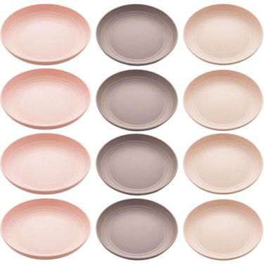 Imagem de Conjunto de 12 Pratos Bambu Lyor Raso 27cm Coloridos Bandejas para Ser