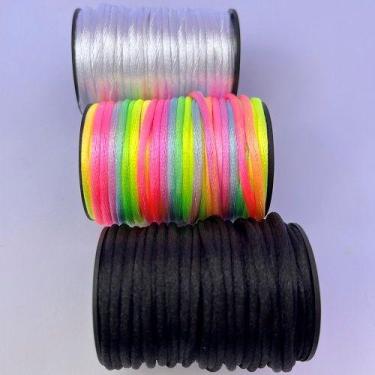 Imagem de Kit 3 Cordão Cetim Seda Rabo Rato Rolo Com 10 Metros 2mm - A loja da B