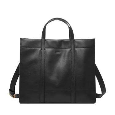 Imagem de Fossil Bolsa feminina feminina Carmen Leather Shopper, Preto, 12.13"L x 4.75"W x 10.38"H