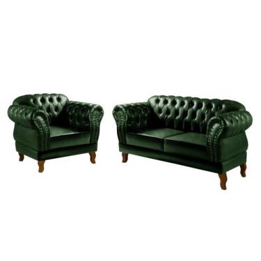 Imagem de Conjunto Namoradeira Chesterfield Dom Pedro + 1 Poltrona Imperial Vint