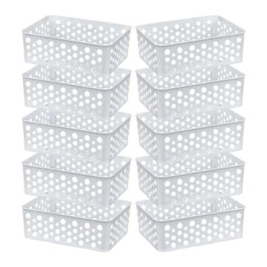 Imagem de Conjunto 10 Cestos Multiuso Empilhável Organizador De Gavetas Lavander