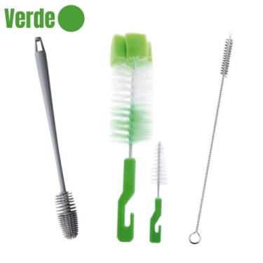 Imagem de Kit 4 Escovas Para Lavar Louça Garrafa Copo Mamadeira Canudo - TMC, Ve