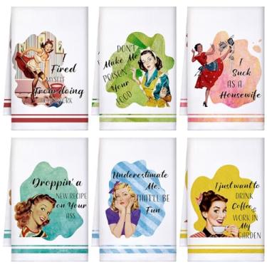 Imagem de VitalCozy Conjunto de 6 peças de toalha de cozinha primavera lavanda toalha de prato de primavera engraçada dona de casa de fazenda toalha de banho rústica para presente de banheiro de primavera, 60 x