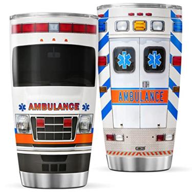 Imagem de CUBICER Copos de café de enfermeira ambulância caneca isolada copo de parede dupla copo de aço inoxidável presentes para enfermeiras motorista mulheres escola de enfermagem natal aniversário grande 590 ml viagem