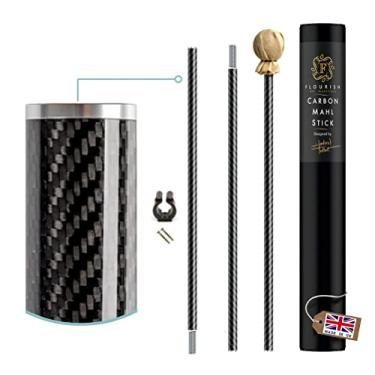 Imagem de O bastão de fibra de carbono MAHL - 3 vezes mais leve do que a maioria dos bastões de mahl de alumínio. Garantia de 7 anos. Feito no Reino Unido. Também chamado de mahlstick, bastão de maul, marl stick, malstock, mhalstick, descanso de artistas. (3 peças longa- 122 cm)