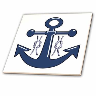 Imagem de 3dRose ct_47900_4 Âncora azul marinho e nós náuticos - azulejo de cerâmica, 30,5 cm