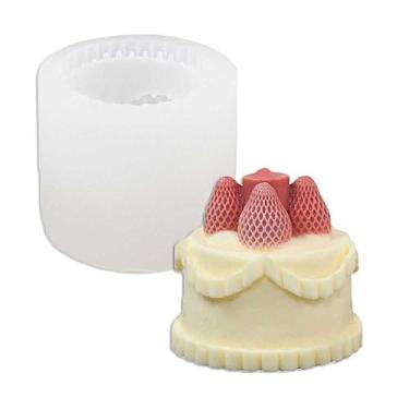 Imagem de Tone Fun Moldes de silicone em forma de bolo de morango para fazer velas, resina, velas de aromaterapia, sabonete de cera artesanal, decoração de casa, artesanato
