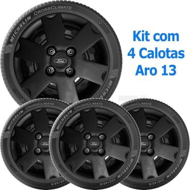 Imagem de 4X Calota Ford Ka Fiesta Aro 13 Preto Com Emblema 033Cb