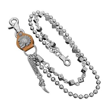 Imagem de Calça jeans masculina de bicicleta forte punk rocker para motociclista, chaveiro, chaveiro, carteira masculina, Marrom, tamanho �nico