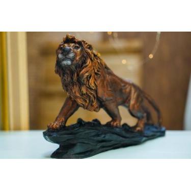 Imagem de Leão Felino Decorativo Estatueta Resina Alta Qualidade 39cm poder forç